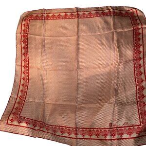 anne klein red white classic handkerchief floral polka dot print scarf JAPAN 26"